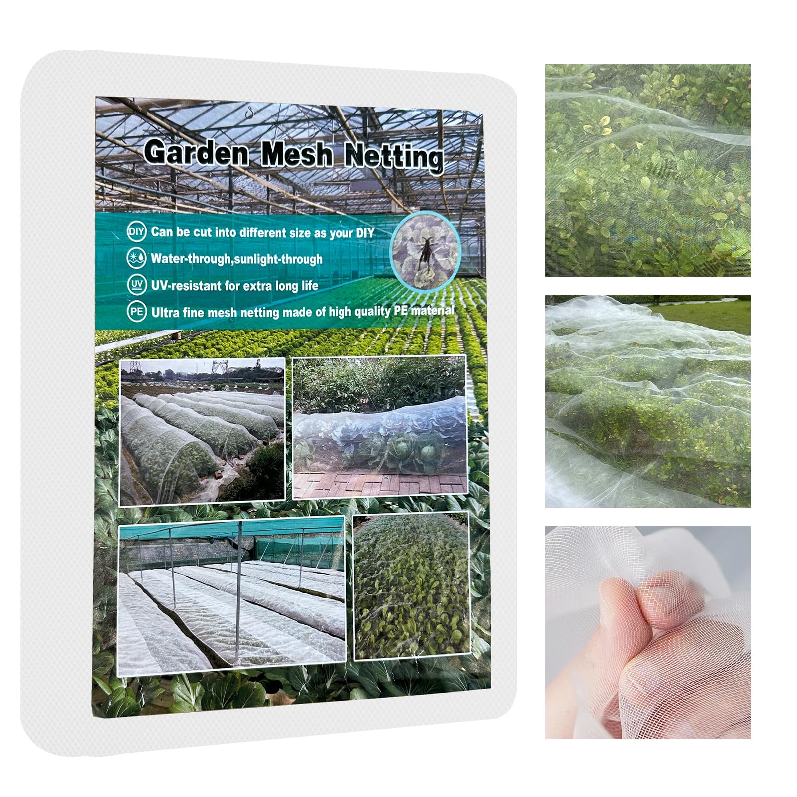 Red de jardín de 10 x 35 pies, red de malla para plantas, cubierta de hileras de plantas de jardín, protección de pantalla de invernadero, red de jardín para verduras, frutas, flores