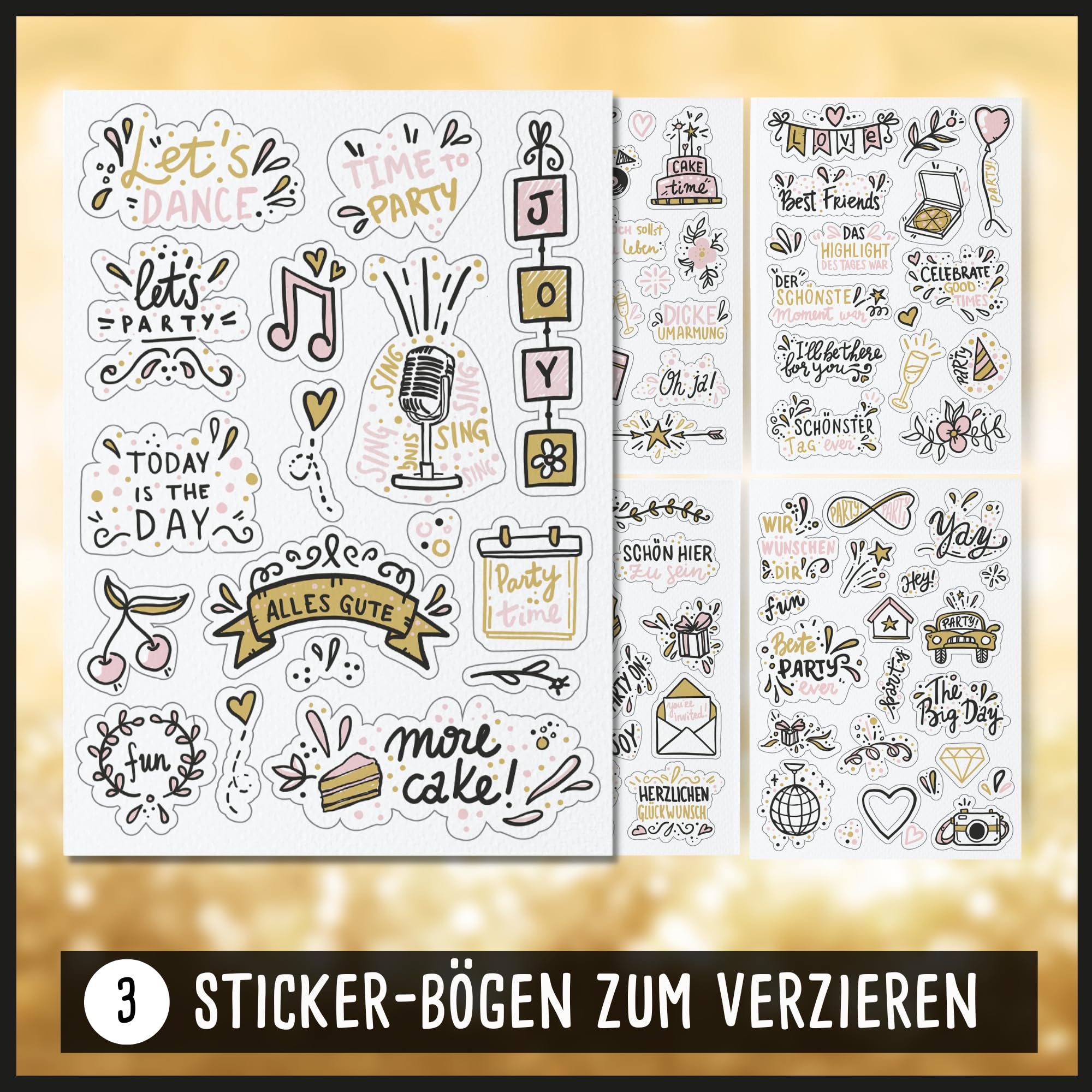 Fotospiel Set 40 Geburtstag by snaPmee - Fotoaufgaben, Hardcover-Gästebuch (21x21cm), Stift, Sticker, Aufsteller - Party-Spiel für Gäste