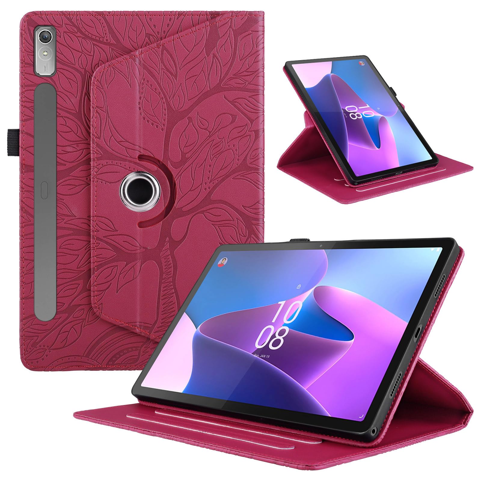Funda para Samsung Galaxy Tab S9/ S8/ S7 11" (SM-X710/X700/T870) PU Cuero Tablets Protectora Cover 360°Carcasa Giratoria de ángulo Múltiple Stand Función Tablets Funda,Rojo Árboles — view 121