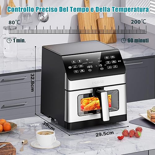 Miniatura 3 de DEIME Freidora de aire de 6.5 cuartos de galón, 12 en 1, doble calentamiento para comidas crujientes de 360, horno de gran capacidad, freidora de
