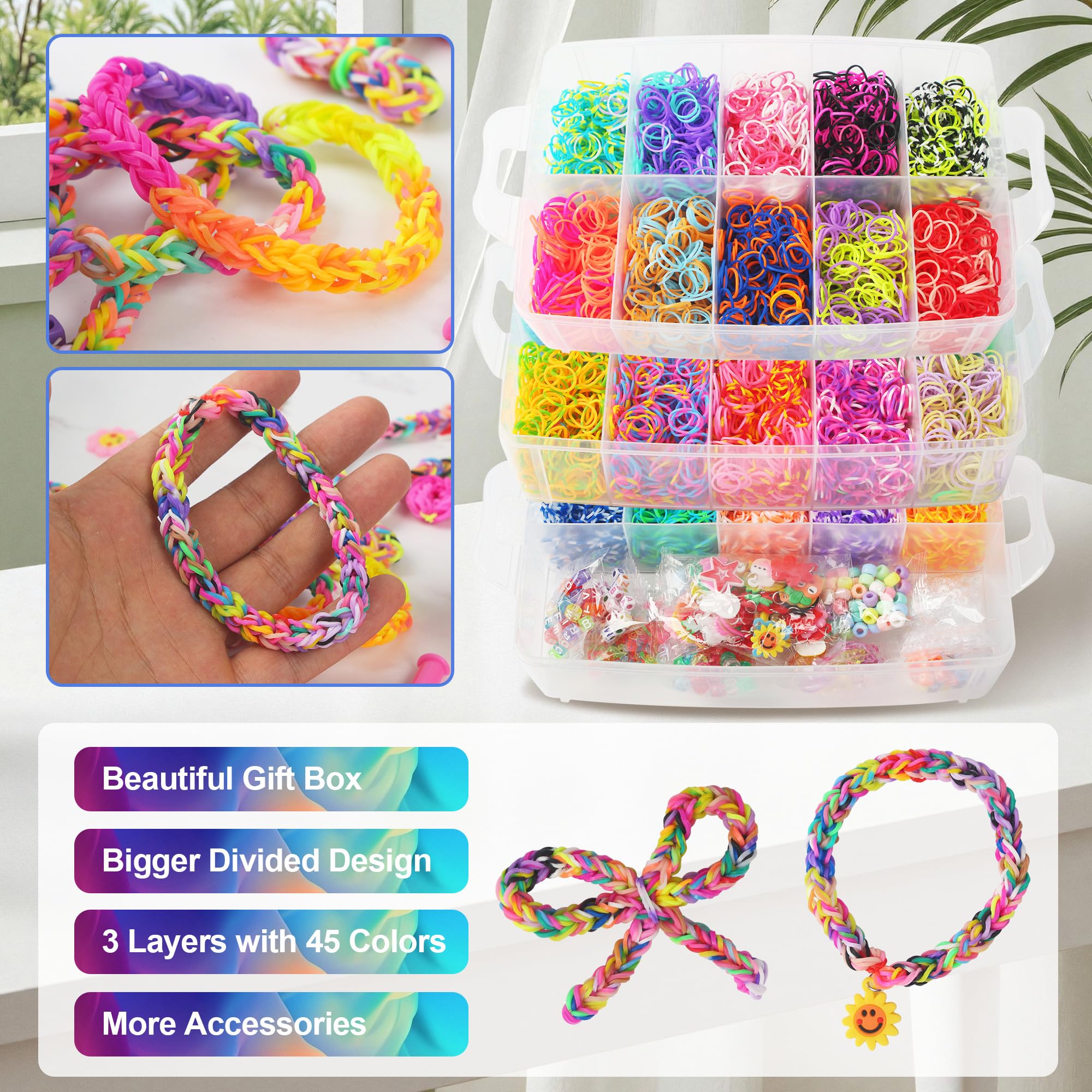 Set di braccialetti con perline di fiori multicolori - Italia