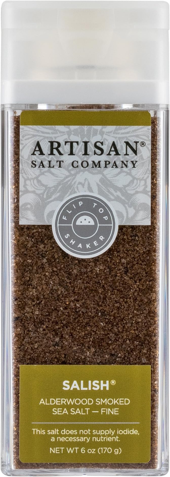 Artisan Salt Company Salish Alderwood Smoked Sea Salt, Fine Grain, Shaker Jar, 6 Ounce