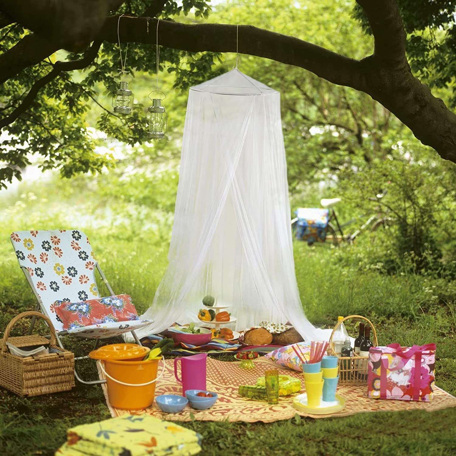 moustiquaire de lit，moustiquaire Ciel de lit, Ciel de lit Bebe, Facile à Installer, Adapté pour Lit Bébé, Lit Simple, Lit Double, Blanc