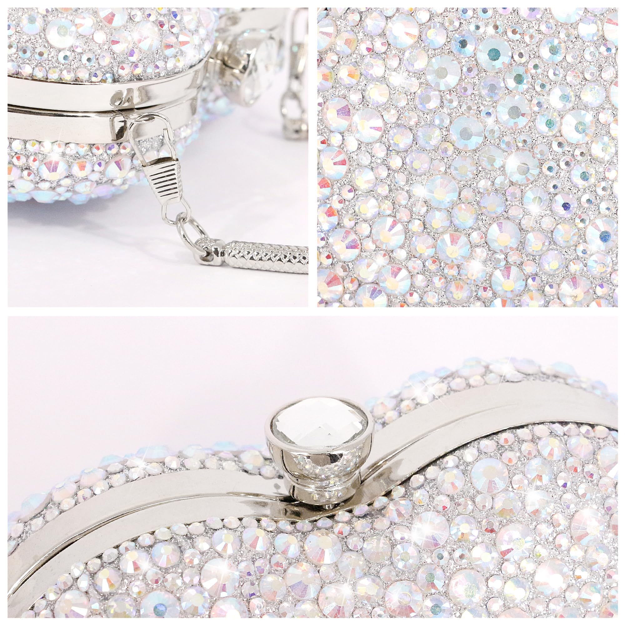 Naimo Damen Herz Clutch Strass Handtasche Glitzer Mini Tasche Abendtasche für Party Hochzeit Cocktail