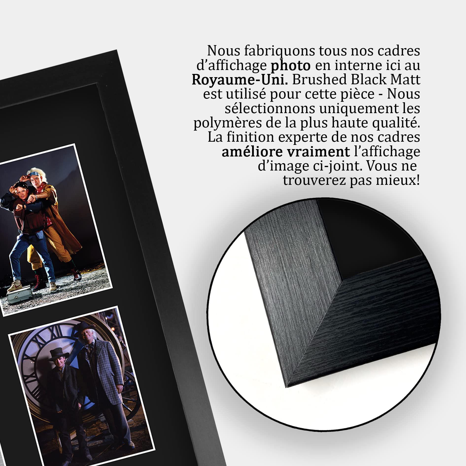 HWC Trading FR A3 Michael J Fox & Christopher Lloyd Back to the Future Cadeaux Imprimés Affichage de présentation d’autographes signés pour les fans de cinéma - A3 Encadré