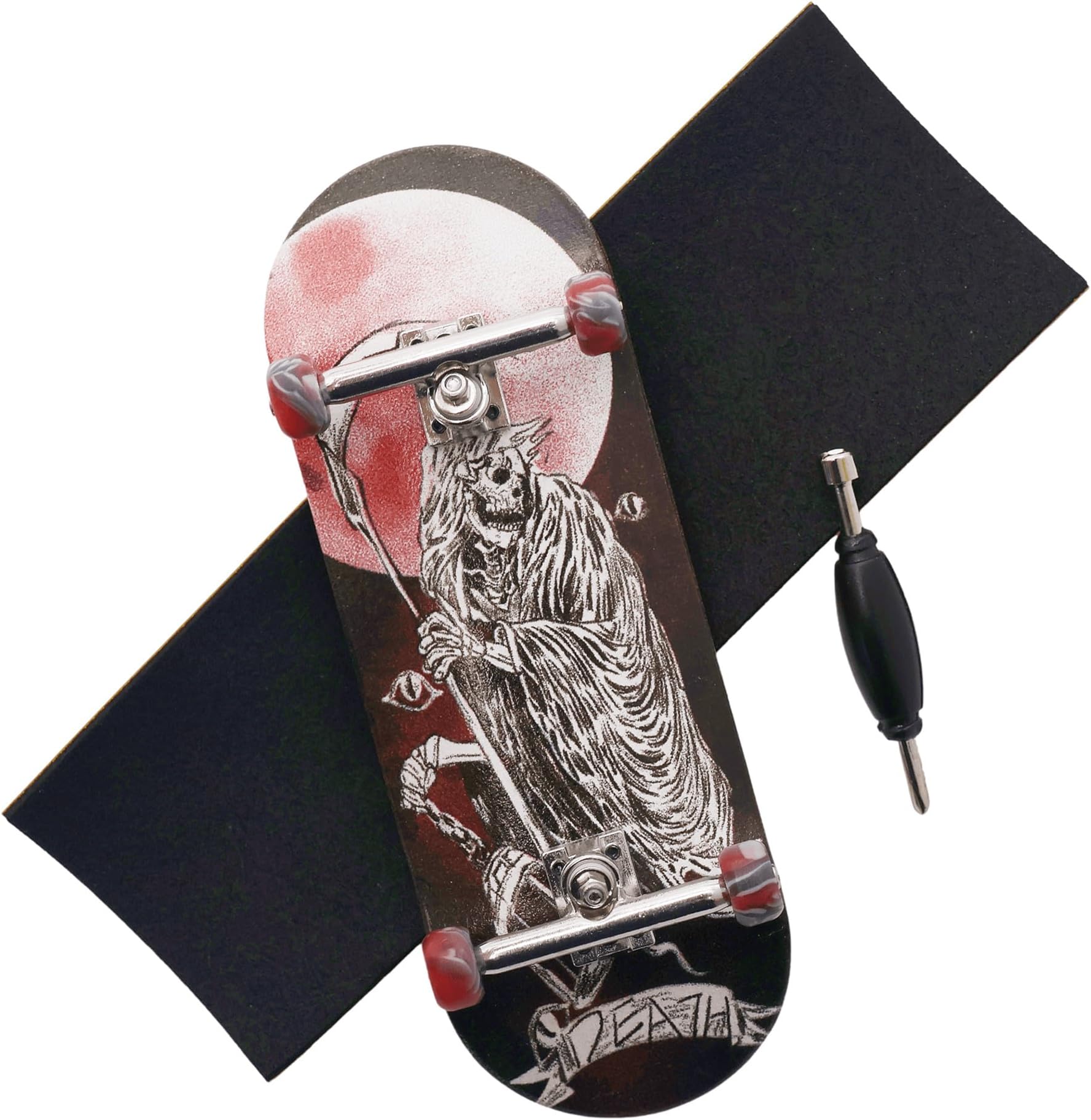 Pro Fingerboard 34mm Wooden Board Professional Finger Skateboard Trucks CNC Swirl Wheels (Death)