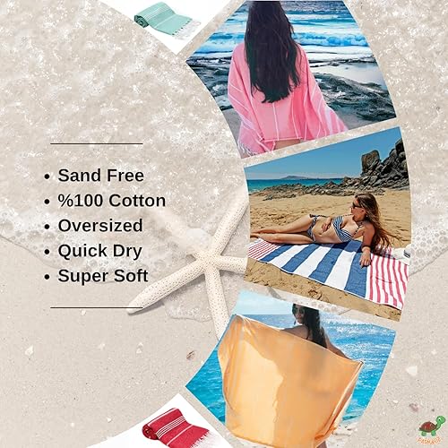 Miniatura 6 de Park & Oz Turkish Peshtemal - Toallas de playa, 100% algodón, toallas turcas, ligeras, de secado rápido, ideales para viajes, yoga, piscina, spa y