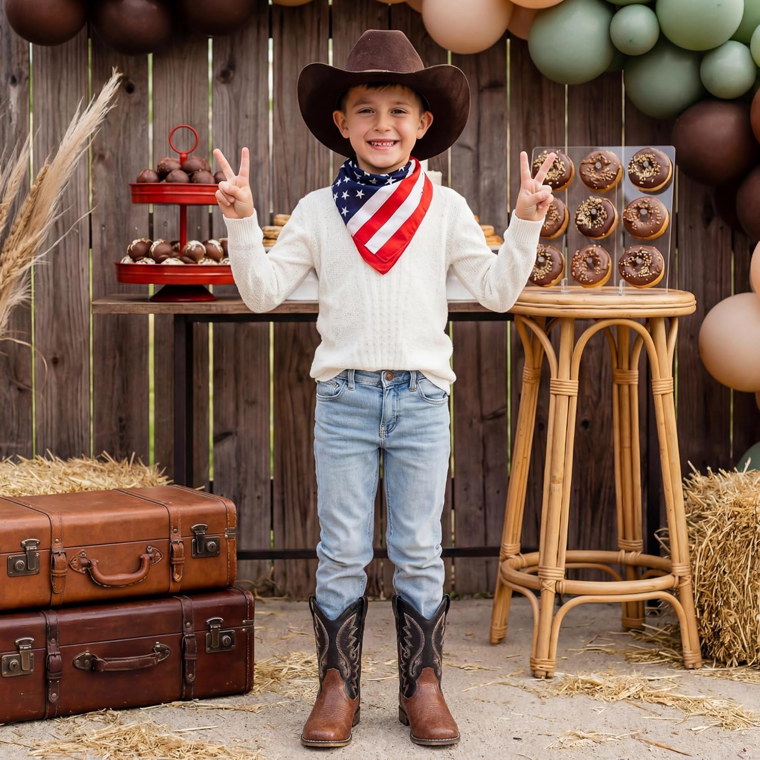 Boys Cowboy Boots Western Square Toe Boots, Pull-On Mid Calf Embroidered Boots for Toddler Little Big Kid - Image 7