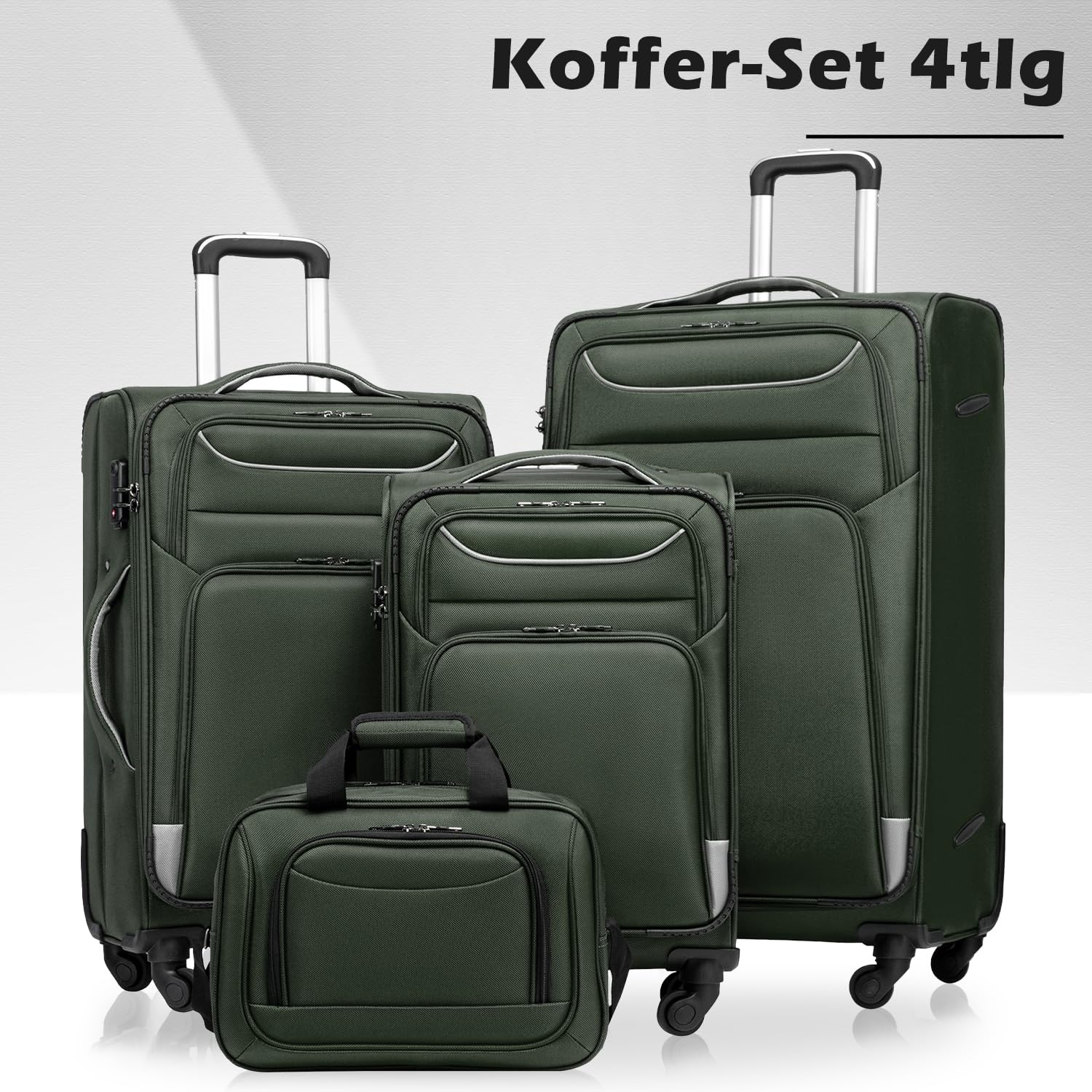 COOLIFE Set Maletas 4 Piezas Blandas 58/66/80cm y 1 Bolsa Bandolera Grande | Maletas Blandas Trolley TSA & 4 Ruedas Spinner, ultraligeras, 1200D impermeable – Todo Viaje & Familia