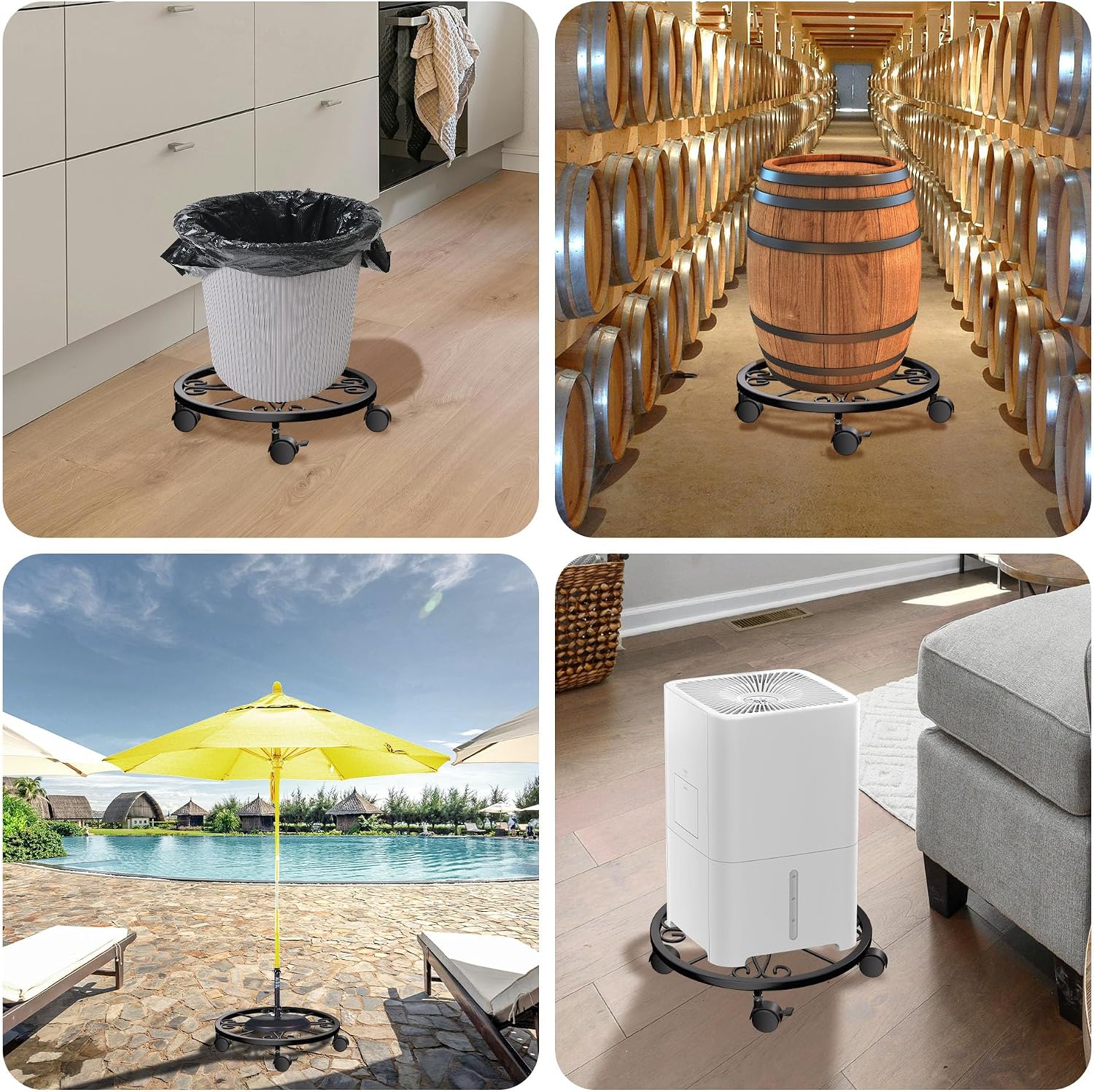 10" Plant Caddy with Wheels, 1 Pack Plant Stand with Wheels, 360° Lockable Plant Rollers Plant Dolly, Plant Tray with Casters for Indoor and Outdoor.