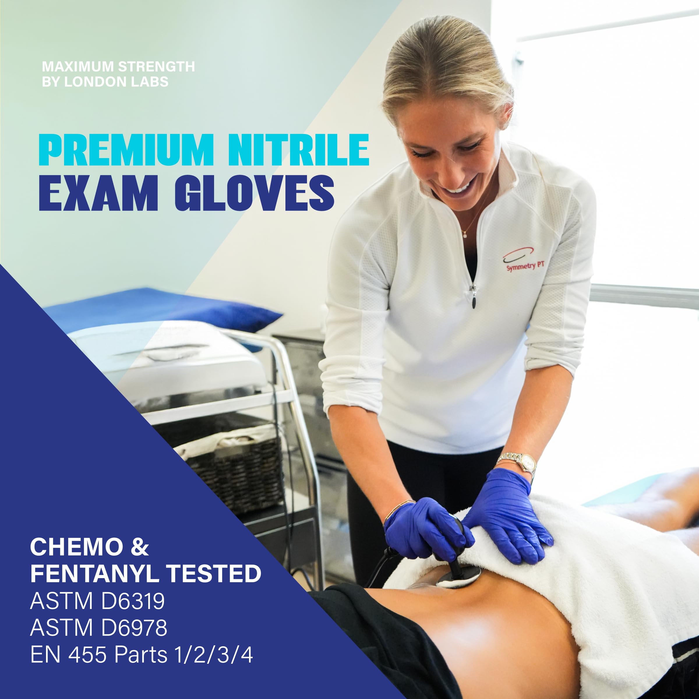 London Labs Guantes desechables de nitrilo de 5 mil, sin látex, guantes de goma médicos para médicos, EMT, botiquín de primeros auxilios, servicio de alimentos y limpieza, caja a granel de 1000