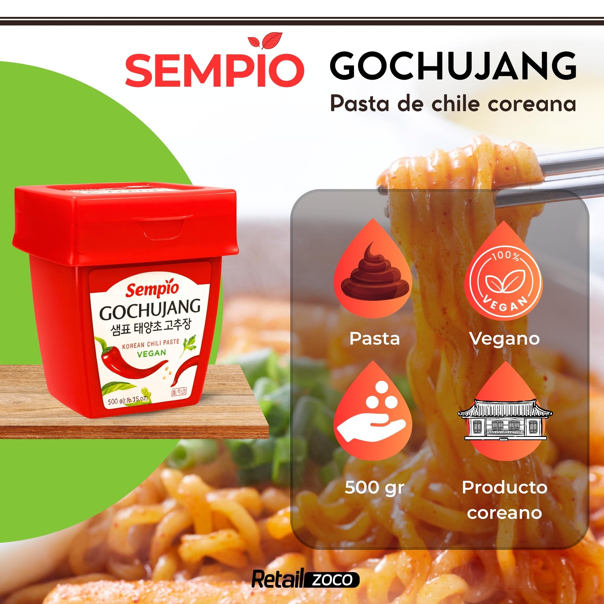 Pasta de chile Gochujang, Salsa Coreana de Guindilla y Arroz, Esencial para la cocina coreana, Ideal para preparar bibimbap, tteokbokki, marinadas para carnes o tofu, Contiene 2 botes de 500 gr — view 4