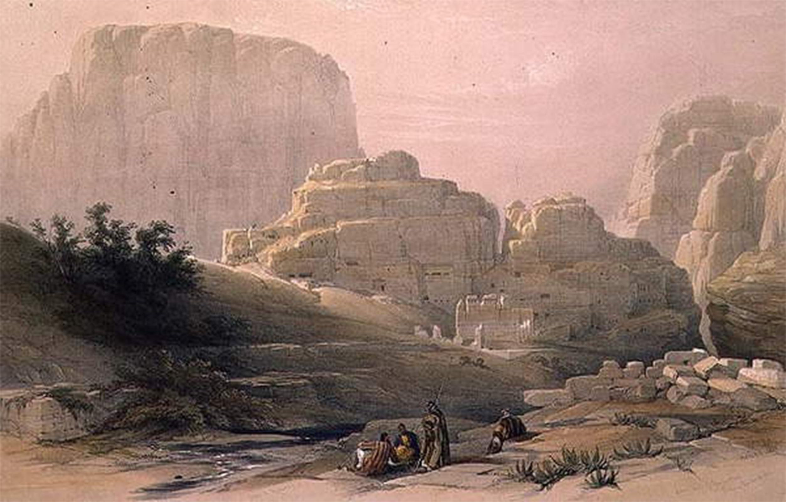 HRJUBWREE Vintage Poster Photo Wall Print Mural Artwork Lower End of the Valley Showing the Acropolis by David Roberts Art Prints Painting for Office Decor 60x90cm