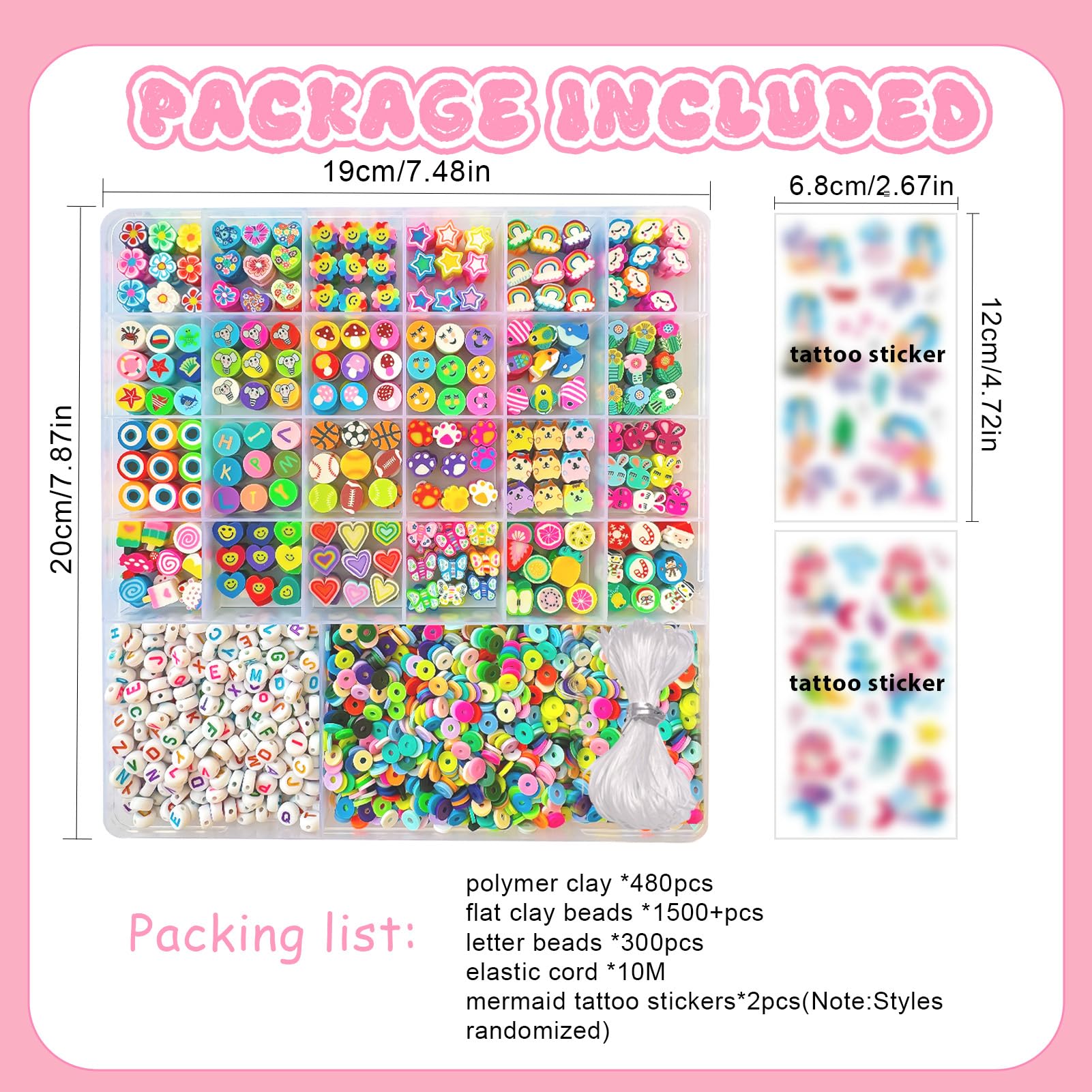 Peaceya 2300 Pezzi Perline per Braccialetti, Kit Braccialetti Fai Da Te, Set Perline Colorate Beads, Kit per Fare Orecchini