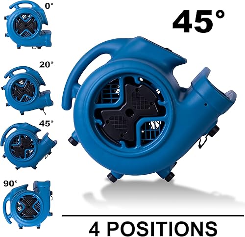 Miniatura 30 de XPOWER P-630HC Pro 1/2 HP 2800 CFM Movimiento de aire centrífugo, secadora de alfombras, ventilador de piso, soplador, mango telescópico y ruedas