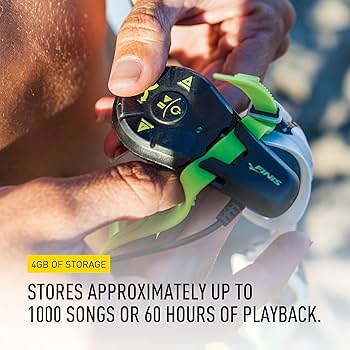 (未使用･未開封品)　FINIS Duo 水中骨伝導MP3プレーヤー One Size df5ndr3 FINIS Duo Underwater MP3 Player Black/Acid Green, Goggles