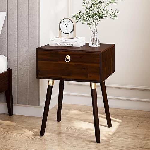 Miniatura 50 de Bme Dinkee - Base de cama de tamaño matrimonial sin cabecera, 15 pulgadas, minimalista y moderna, madera de acacia, 12 listones de madera para