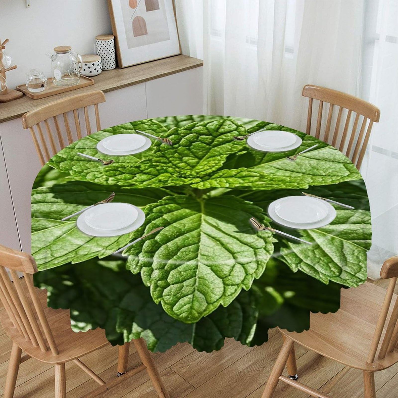 FekiLoot Peppermint Round Tablecloth 60 Inch Waterproof Heavy Duty Table Cloth Spillproof Washable Table Cover Wrinkle Resistant Tablecloths Decorative Table Cloths