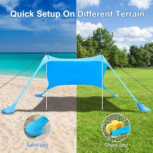 Miniatura 4 de Toldo de playa con toldo de playa negro para playa, tienda de campaña de playa de 11 x 11 pies con protección UV UPF 50+, sombra de sol de playa