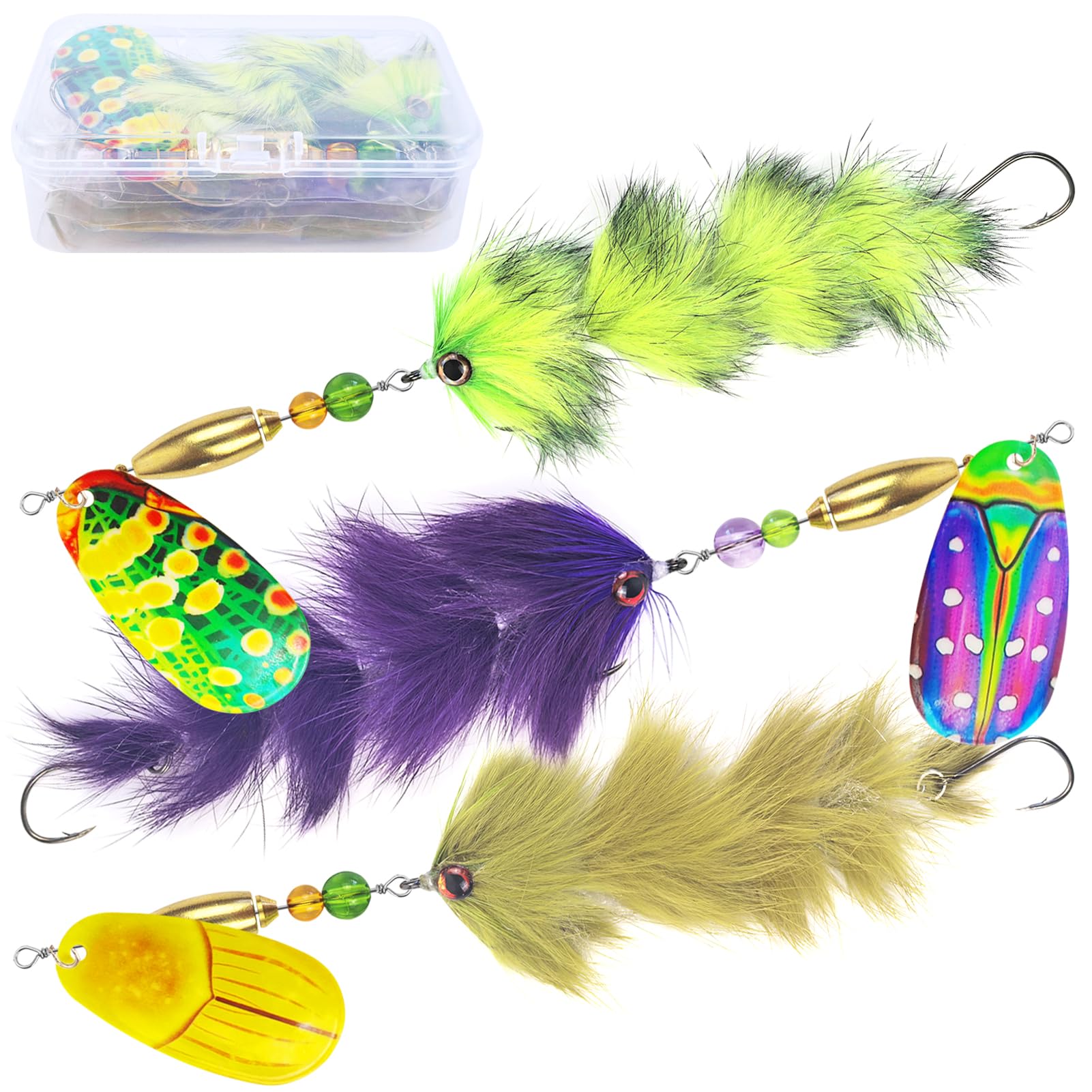 FREE FISHER 3 Pack Fishing Spinner Baits Fly Fishing Spinners Inline Bunny Streamer Single Hook for Bass Trout Salmon Freshwater Saltwater 7.1in/6.5oz : Sports & Outdoors