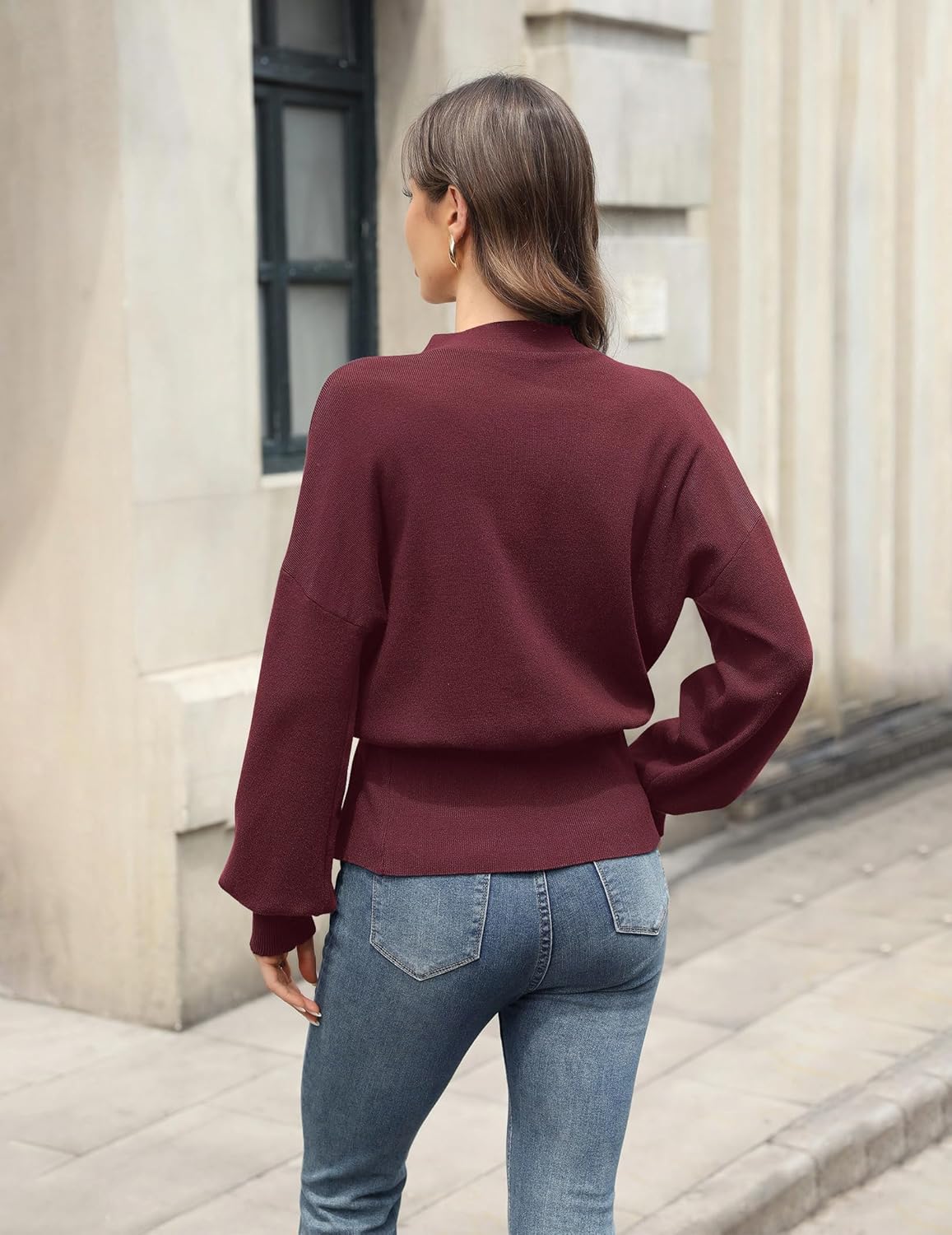 Womens Cardigan Sweaters Deep V Neck Button Up Sweaters Dressy Open Front Fall Knit Cardigans Top Shrugs for Women - Image 5