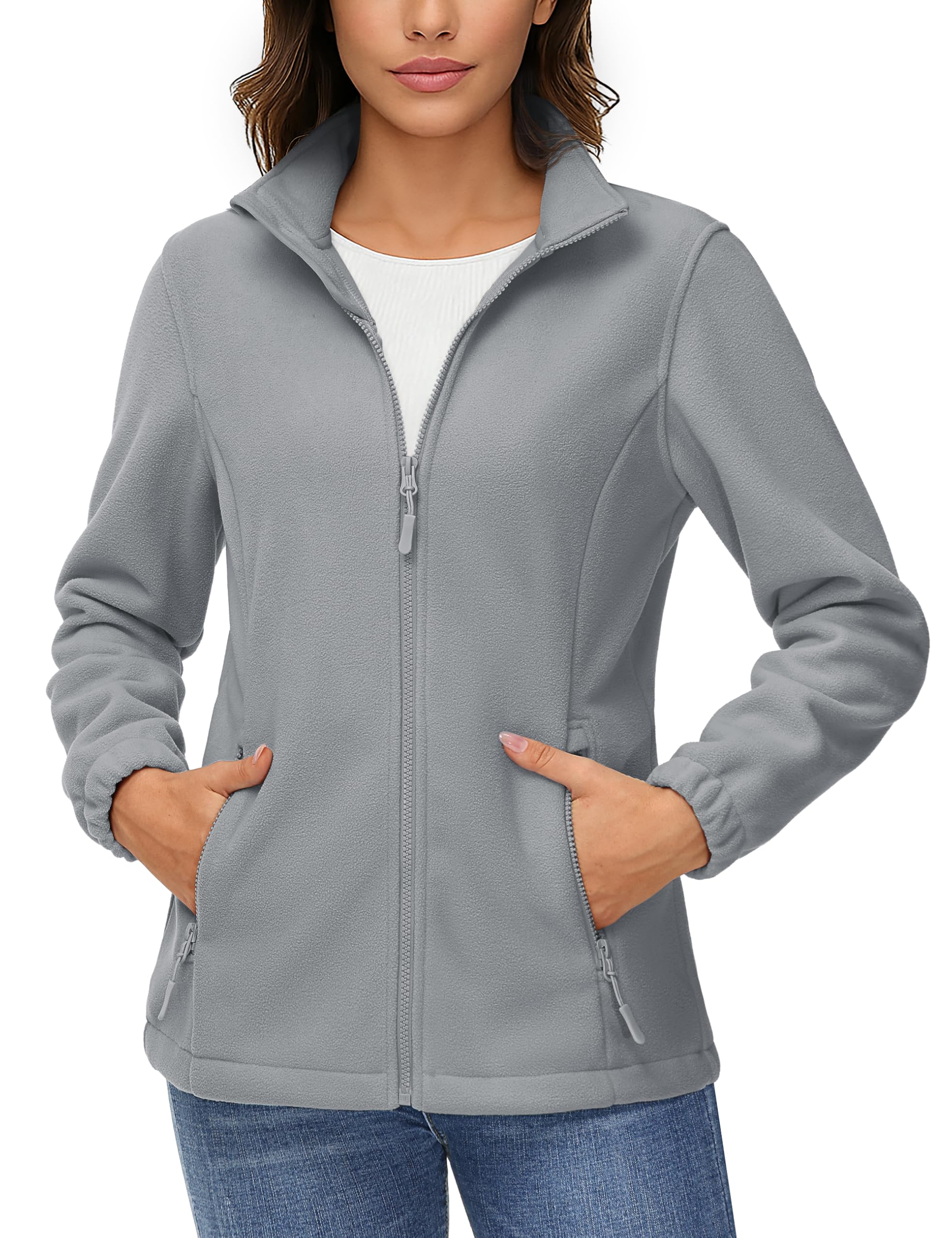 TACVASEN Women's Soft Fleece Jacket Lightweight Full Zip Sweatshirts Coat Casual Winter Warm Sweaters with Pockets