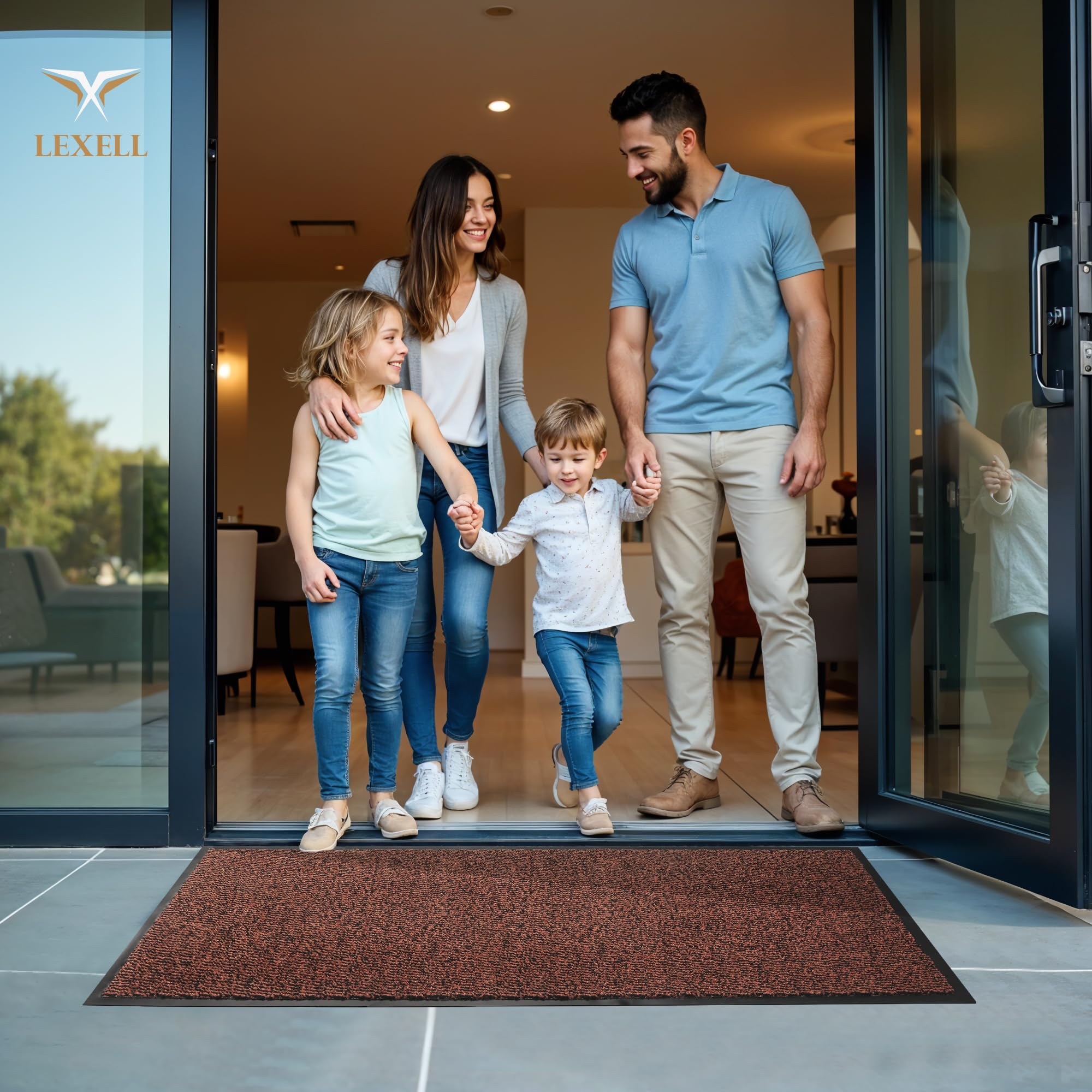Lexell Non-Slippery Heavy Duty Door Mats, Large & Stylish Washable Rubber Doormats for Indoor & Outdoor - Image 2