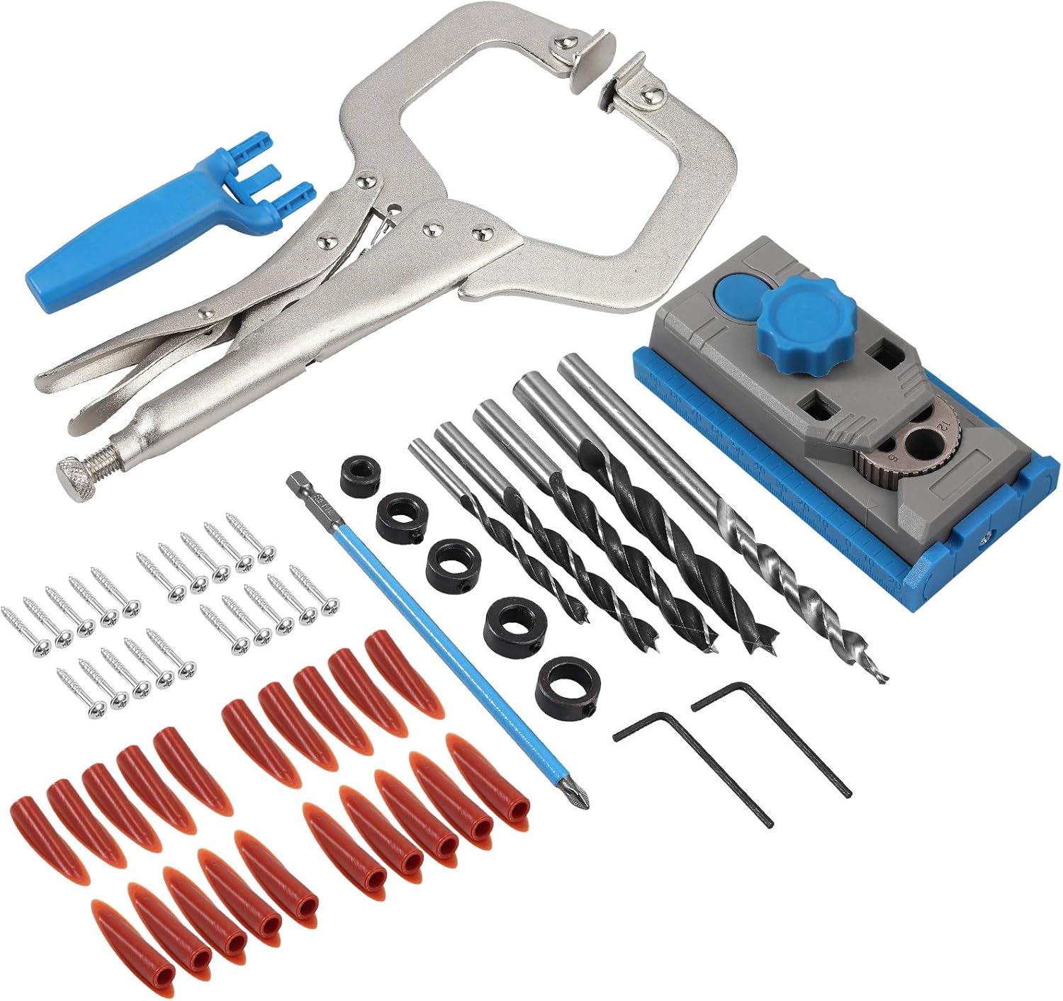 CAMWAY Pocket Hole Jig Kit,With Pocket Hole Screw and 11inch Cclamp