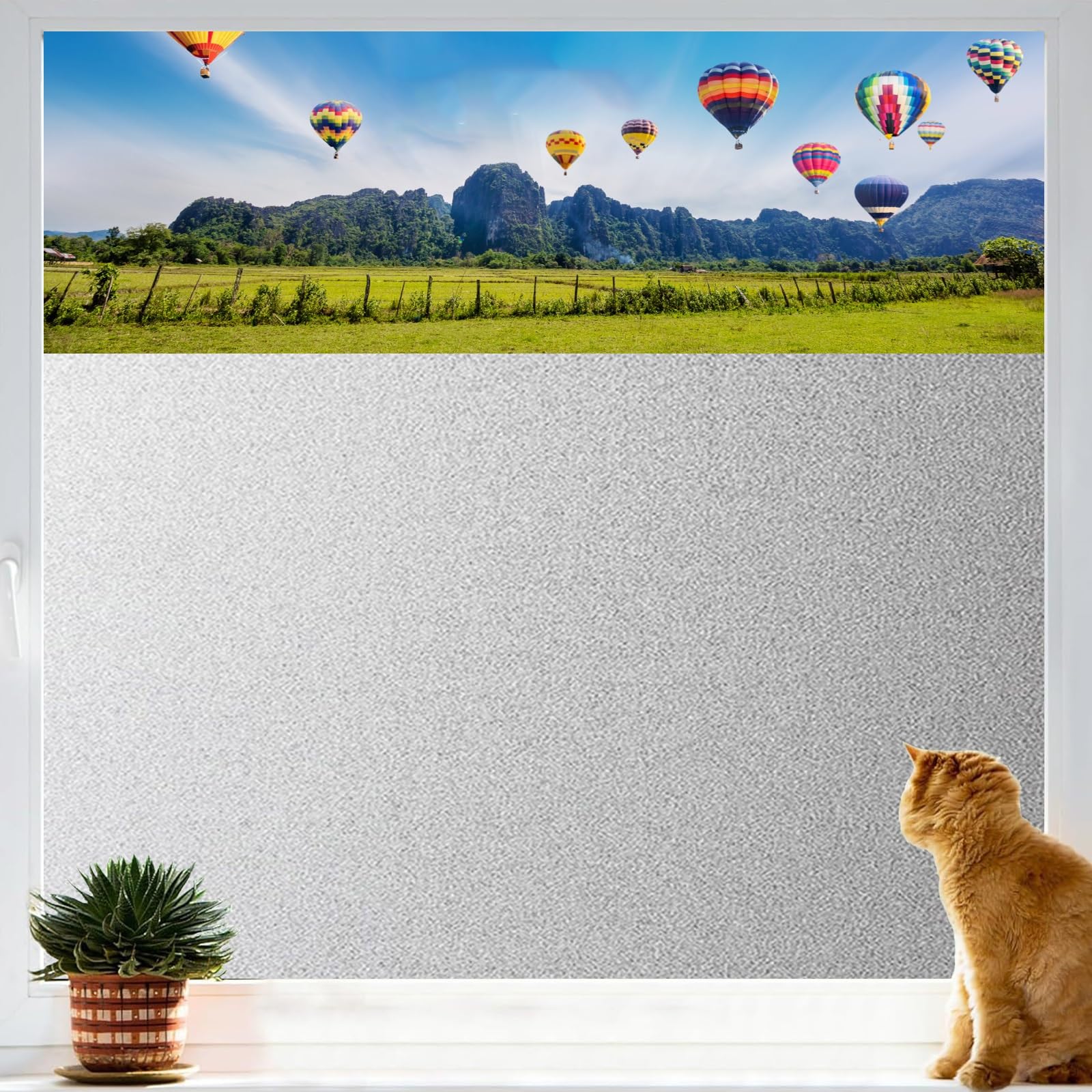 Fensterfolie Verdunkelungsfolie 100 x 800 cm Statisch Haftend Anti-Uv Kein Kleber Wiederverwendbar Sonnenschutz Fensterfolie für Innen für Fenster Innen & Außen, Rein matt