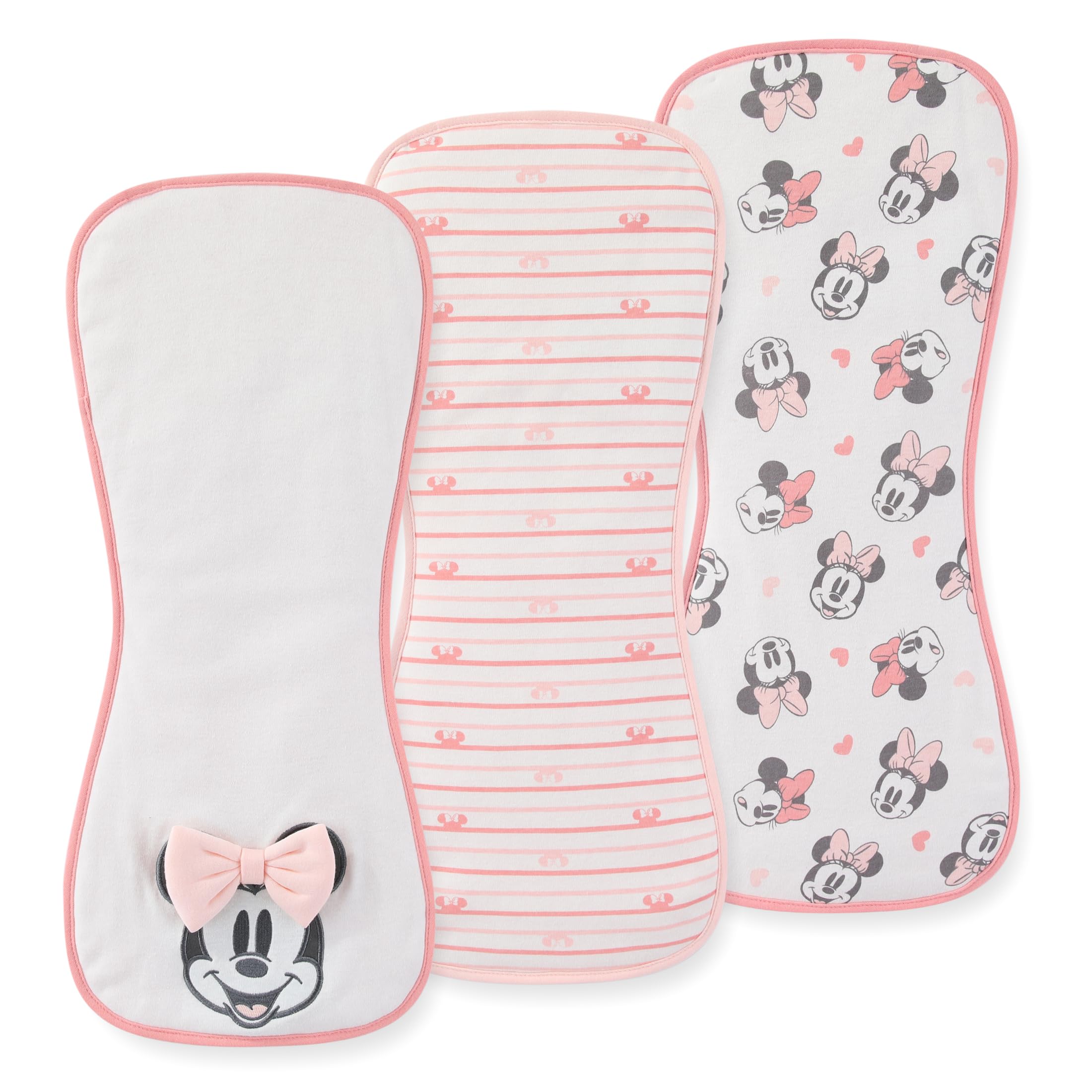 Disney Baby Minnie Mouse Burp Cloths 3 Pack Soft Absorbent 20" x 10" Leakproof Burping Rags for Newborn and Infants
