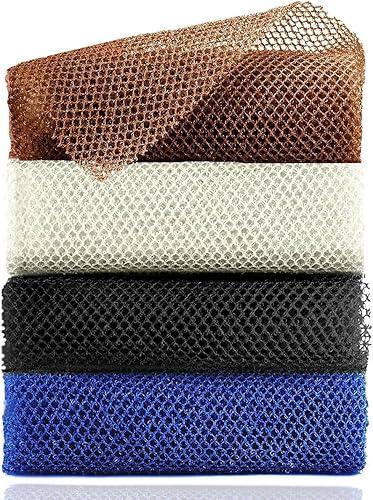 4 esponjas de red exfoliante africana, esponja de baño de 33 pulgadas de largo, red de limpieza corporal para la espalda y la piel, uso diario