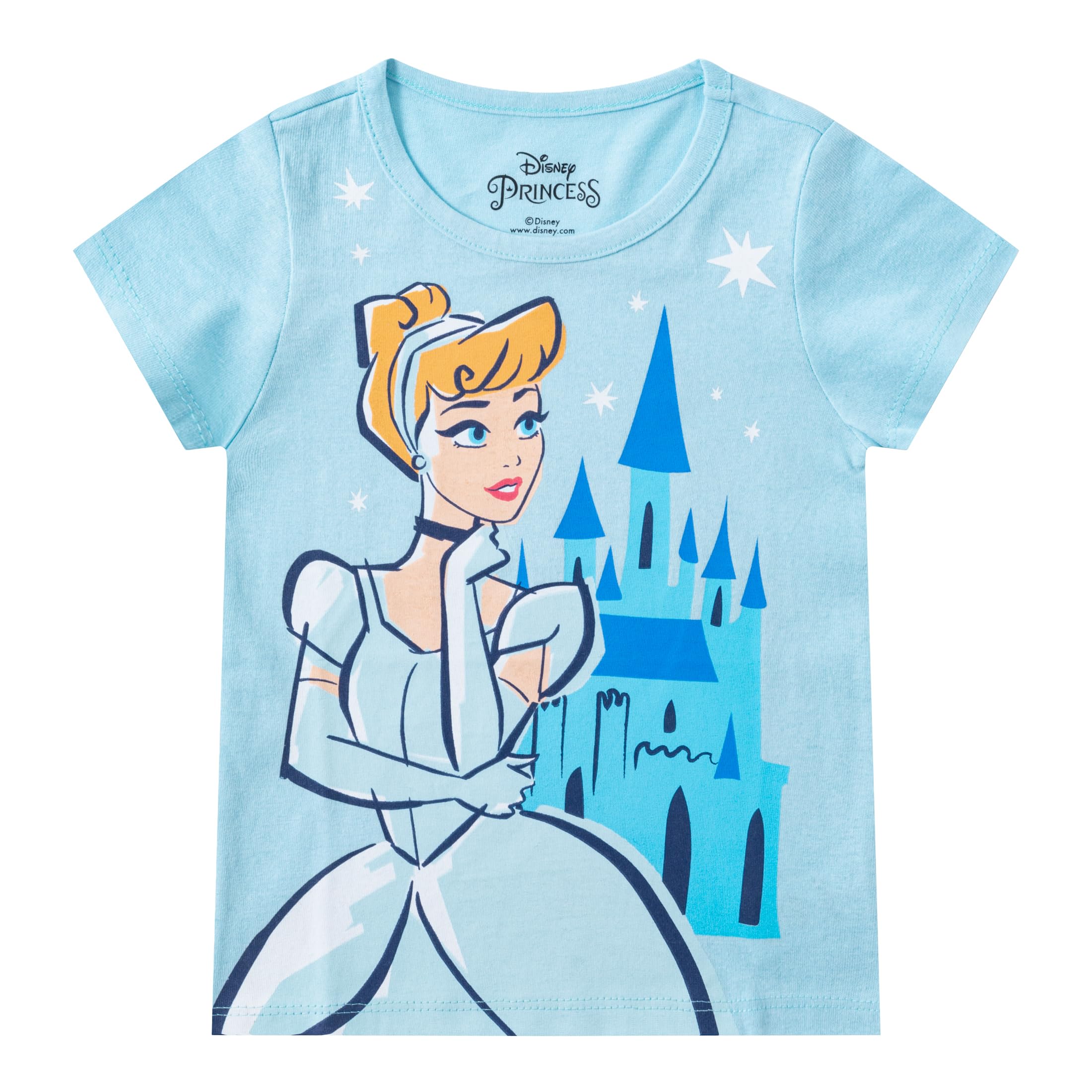 Disney Princesa Ariel, Cenicienta, Belle, Camiseta de manga corta para niñas pequeñas y grandes
