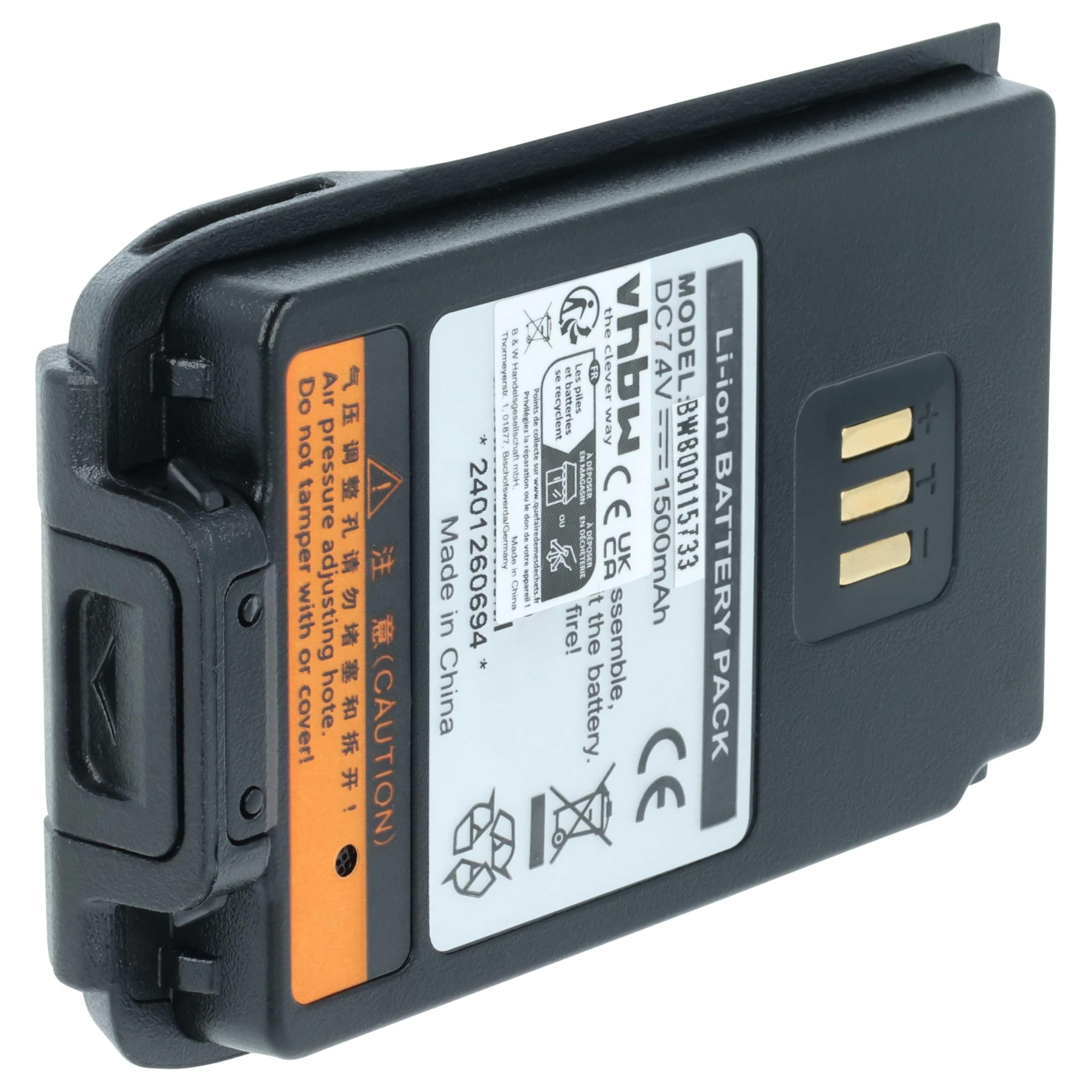 vhbw 2x batteria compatibile Hyt/Hytera PD502 PD560 UL913 PD506 PD505 PD502i-UL PD500 UL913 radio 1500mAh 7,4V Li-Ion