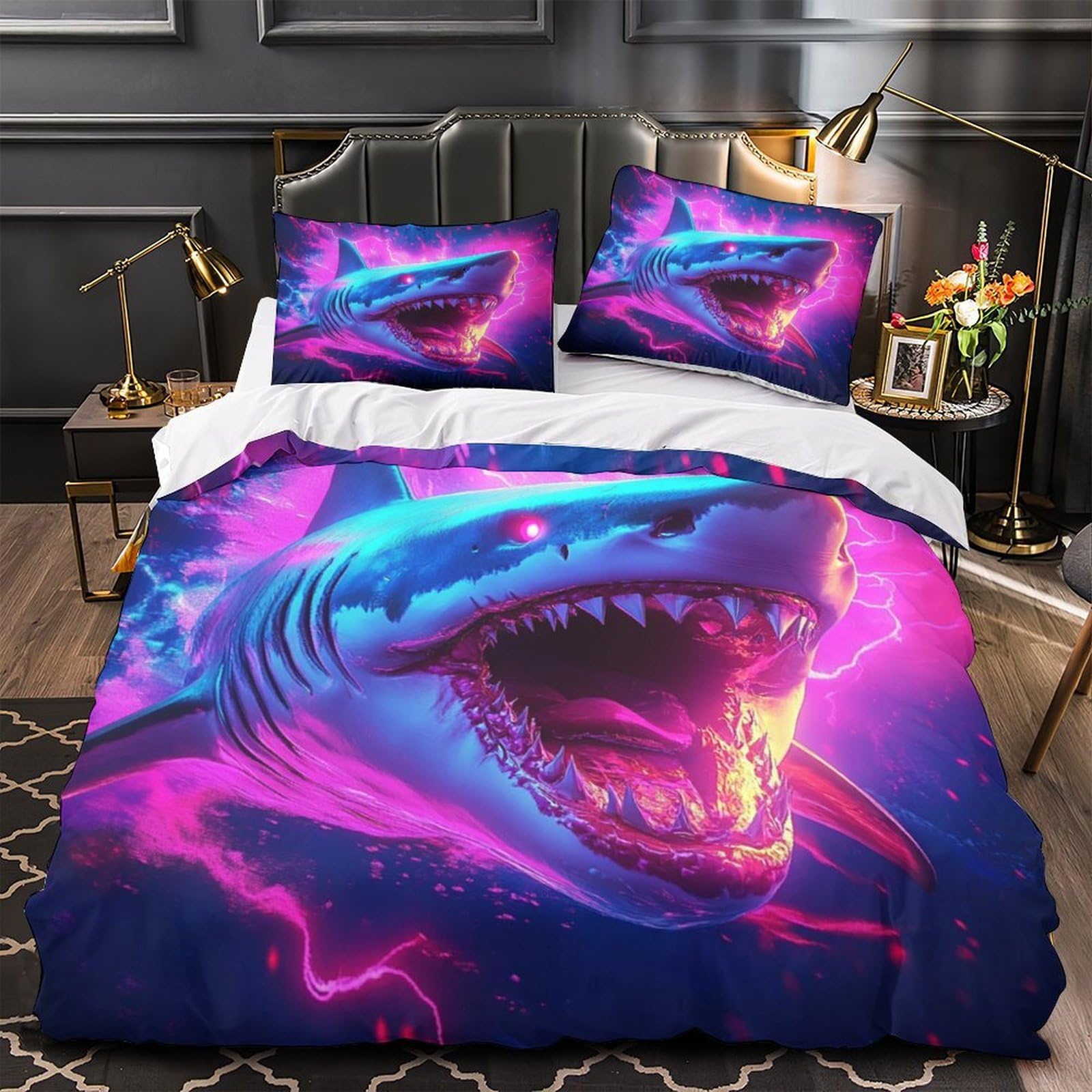 Housse de couette rat néon zippée anti-plis pour lit king size 220x240 pour homme