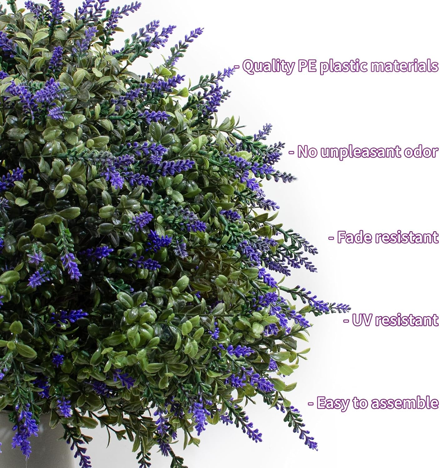 27" Artificial Lavender Topiary Ball Trees, Set of 2 UV Resistant Fake Evergreen Shrubs Bushes Plants with Ground Spike, Fake Plants for Outdoor Indoor Front Porch Garden Decor