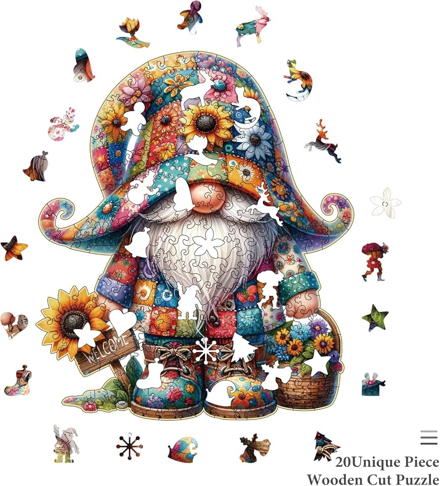 Amazon.com: Hlison Wooden Jigsaw Puzzles, Gnome Wooden Puzzles for