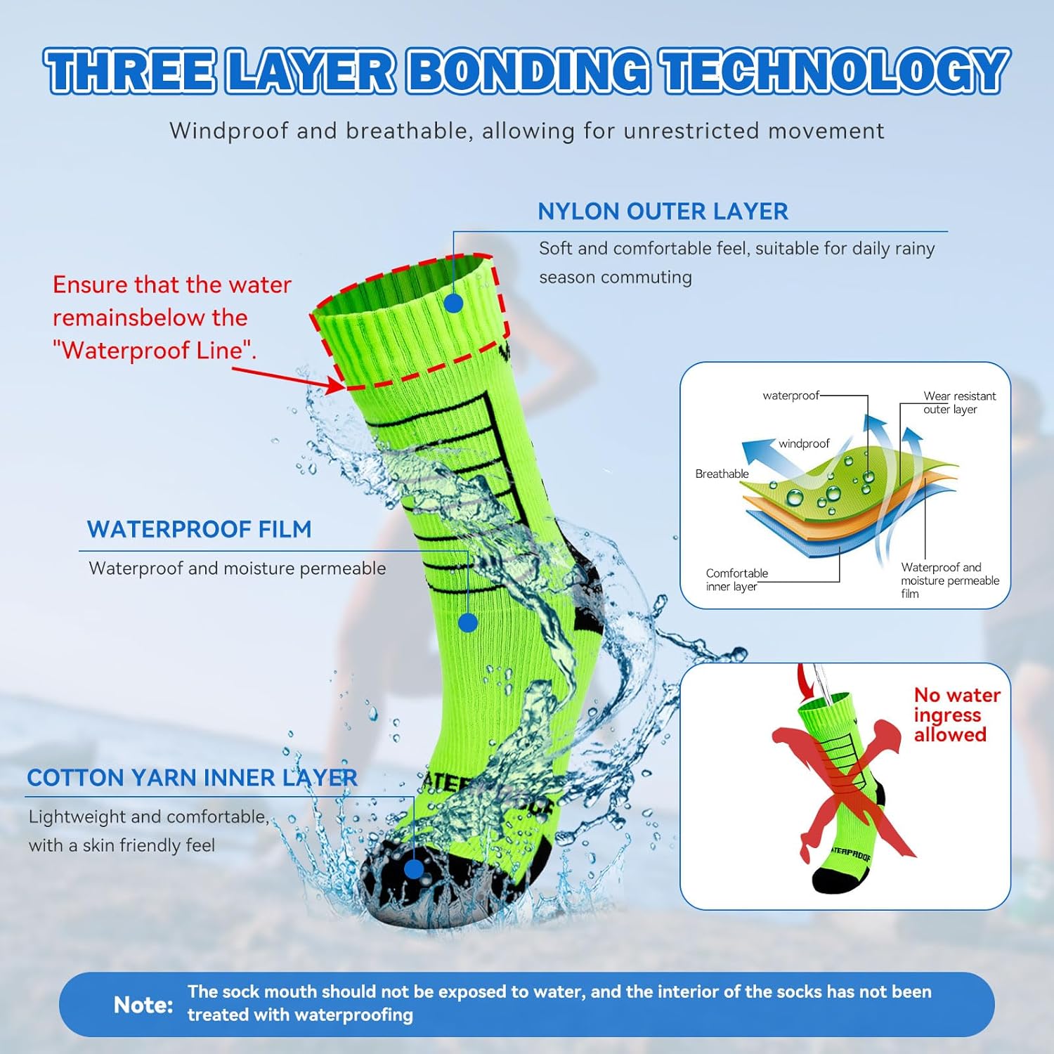 LEOSTEP Waterproof Socks for Men and Women,Outdoor Breathable Socks for Fish, Skating, Skiing, Camping, Cycling - Image 3
