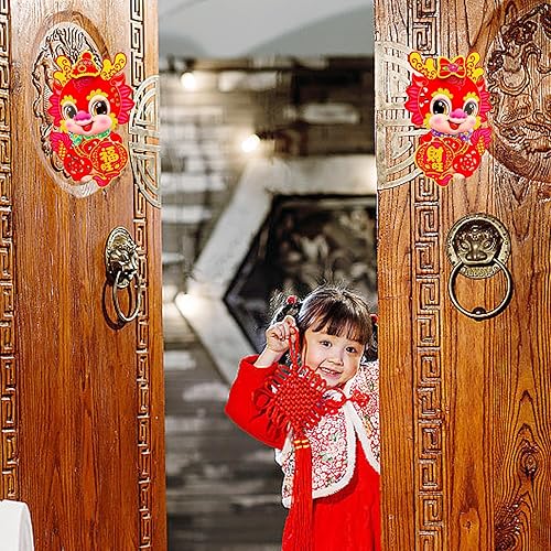 Miniatura 4 de Calcomanía de pared de año nuevo chino para ventana, diseño del año del dragón 2024, calcomanías de pared de dragón del zodiaco de dibujos animados