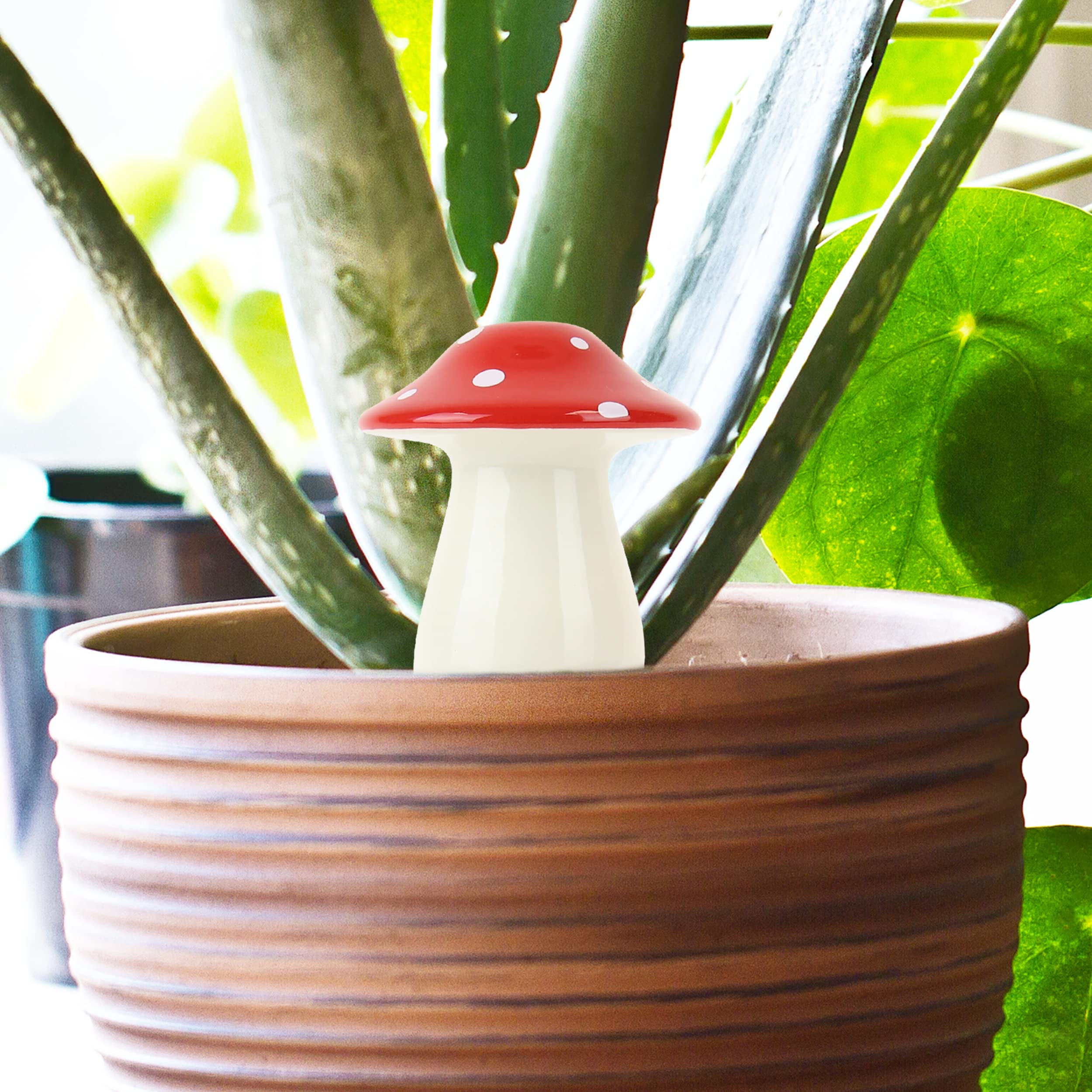 Self Watering Spike Novelty Ceramic Mushroom Automatic Garden Flower Planter