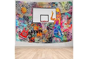 Basketball Tapestry Street Graffiti Wall Art Tapestry for Bedroom Basketball Fan Dorm Decor