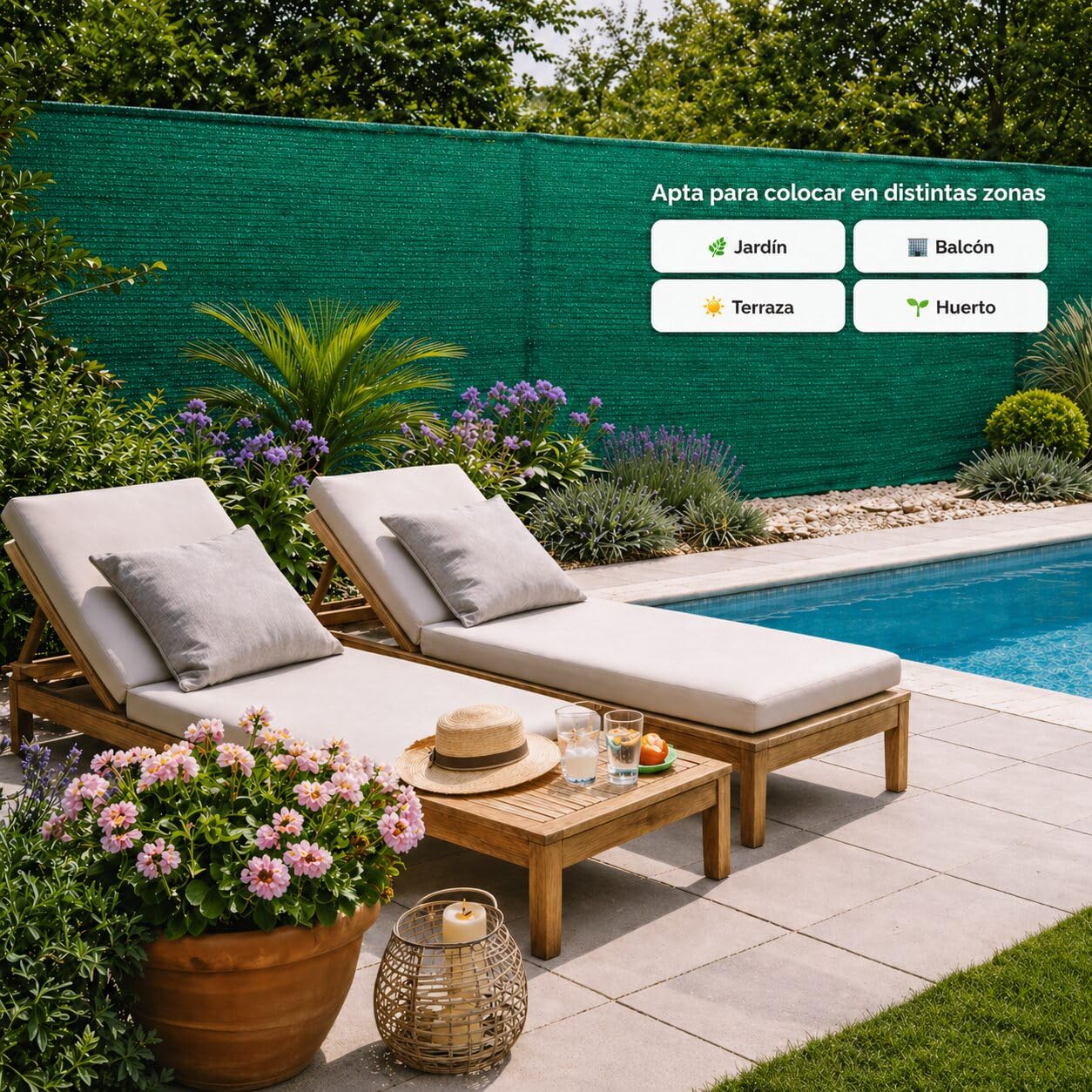 Lona Sombra Exterior Malla Sombreo Red para Vallas y toldos - Rollo Tela Ocultacion Jardin de Maya [Verde Ancho1m]