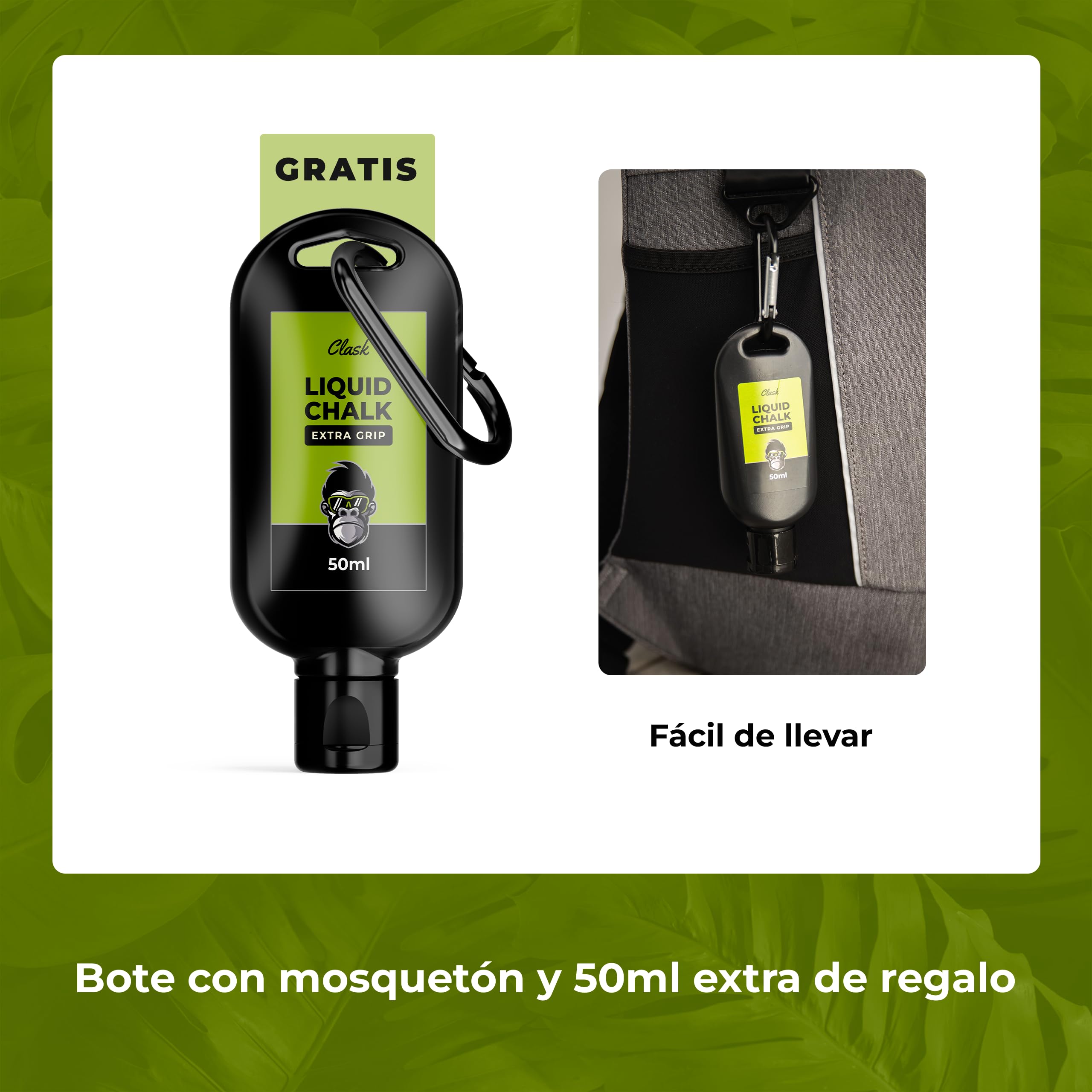 Clask Kit Magnesio líquido para un Agarre de Gorila | Reduce la sudoración de Las Manos y Mejora el Agarre con magnesio liquido para Manos. Ideal para Escalada, Crossfit y Padel.