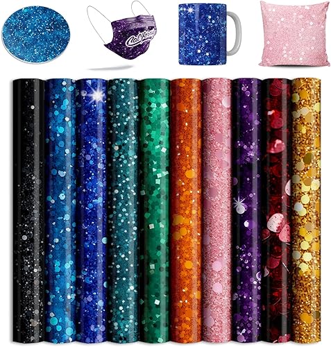 Hojas de tinta de transferencia infusible para prensa de tazas Cricut, papel de transferencia de sublimación de 12 x 12 pulgadas, azul, negro,