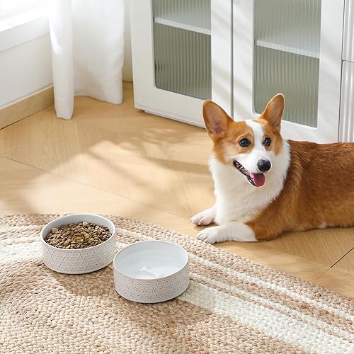 Miniatura 9 de MALACASA Cuenco de cerámica para perros, 3.5 tazas o 32 onzas, plato de agua para razas de mudium, cuenco para mascotas apto para lavavajillas y