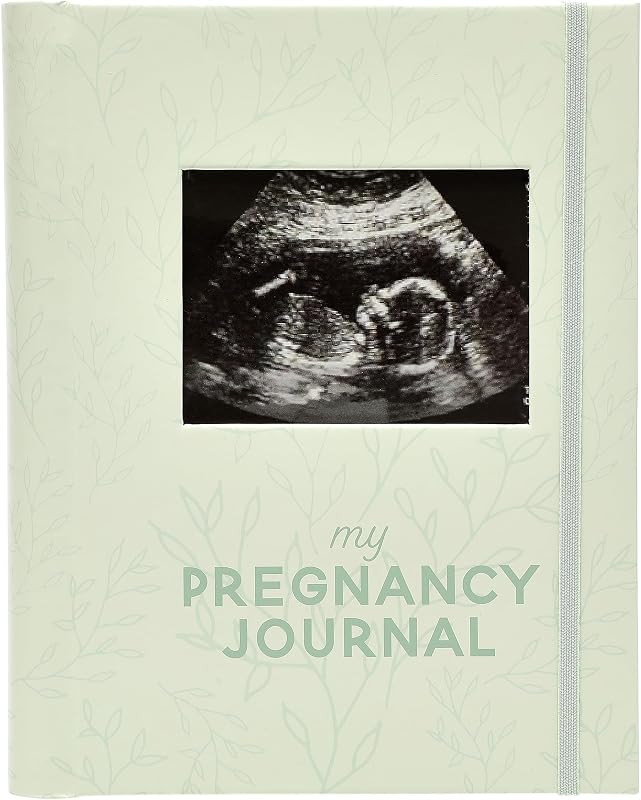 Pearhead My Pregnancy Journal, Sage Green Leaf, 4x6 Photo Insert | Guided Pregnancy Memory Book with Sonogram Photo Insert, Trimester Milestone Tracker & Keepsake for Expecting Moms