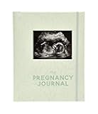 Pearhead My Pregnancy Journal, Guided Pregnancy Memory Book with Sonogram Photo Insert, Trimester Milestone Tracker & Keepsake for Expecting Moms, Baby Shower Gift, Sage Green Leaf