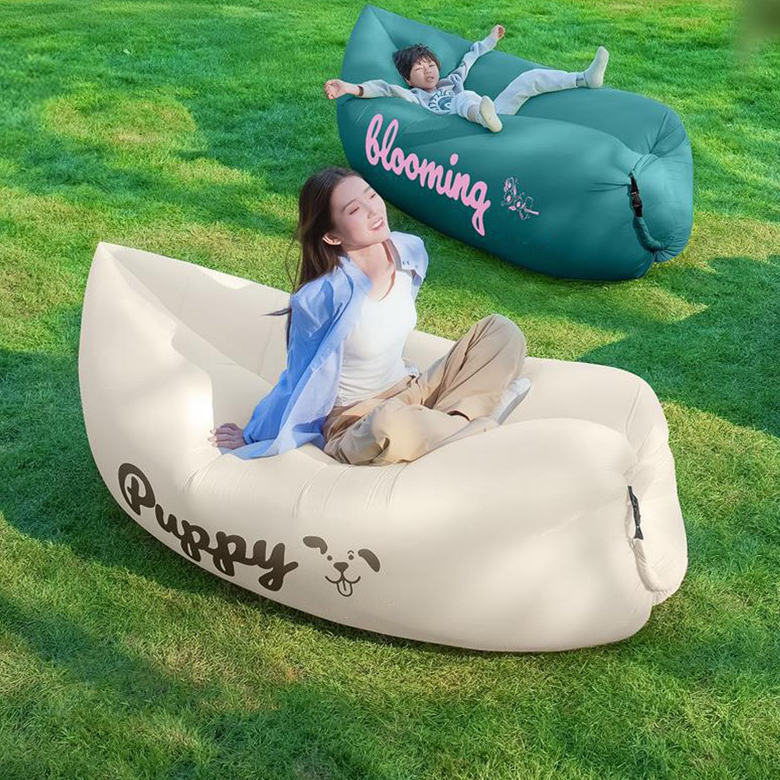 Canapé gonflable d'extérieur avec étui de rangement adapté pour les concerts, les activités et les voyages en voiture, canapé d'extérieur à gonflage rapide