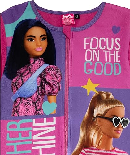 Miniatura 5 de Barbie Pijama rosa para niñas Ropa de dormir de forro polar todo en uno Pijama de personajes de muñeca para niños