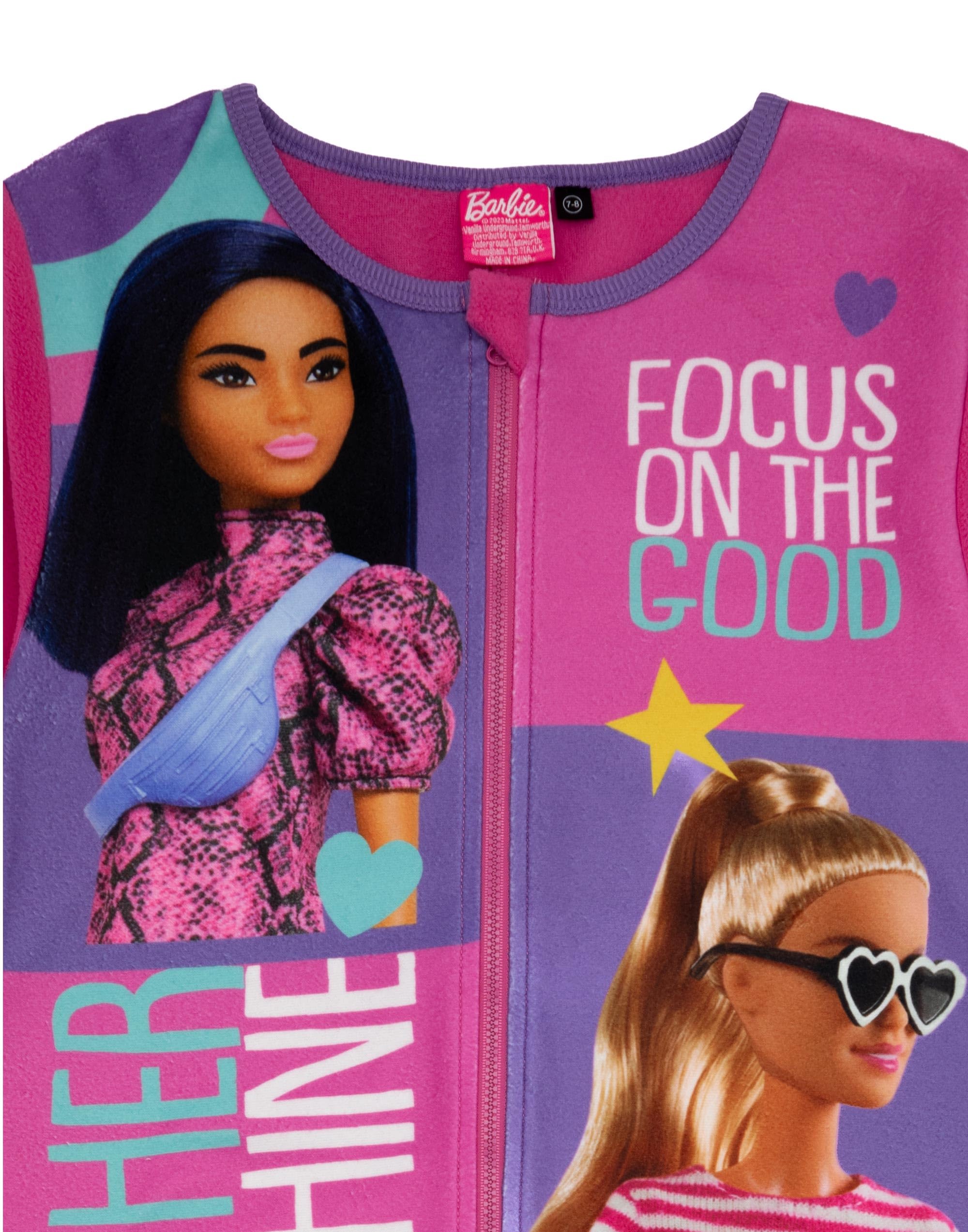 Barbie Girls' Pink All-in-One Nightwear Comfy Onesie for Leisure