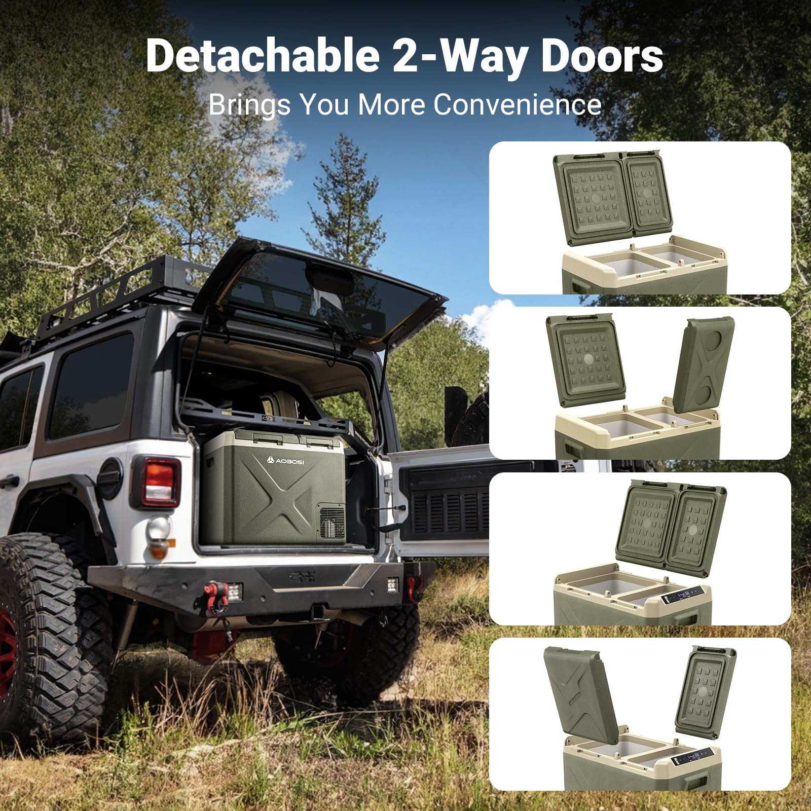 AAOBOSI Kompressor Kühlbox 40L: Elektrische Kühlbox Auto Dual Zone 12/24V DC & 100-240V AC, -20°C bis 20°C – Ideal für Auto, LKW, Boot, Reisemobil & Camping